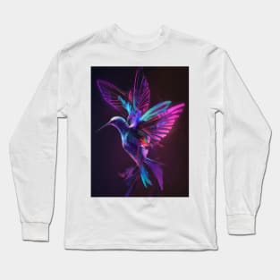 Neon Humming Bird art Long Sleeve T-Shirt